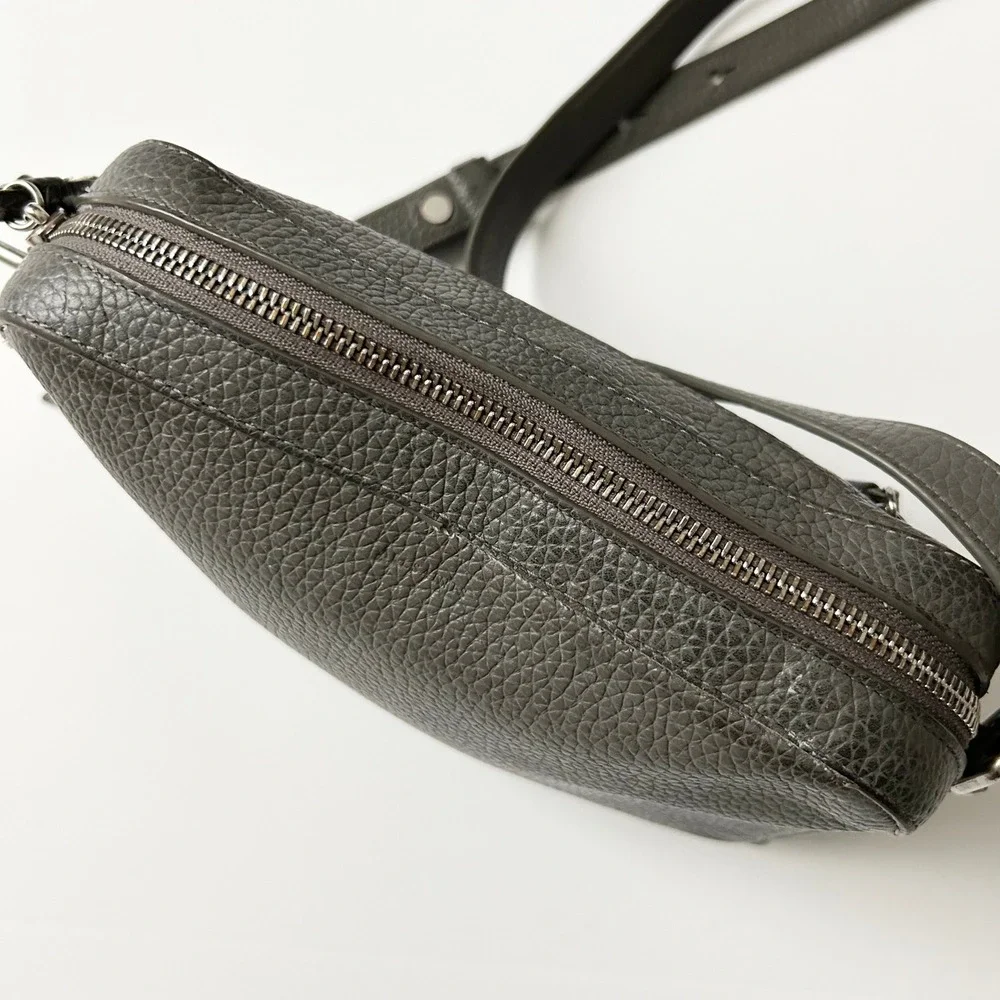 AllSaints Captain Crossbody Bag 100% Cow Leather Grey Small Adjustable Strap